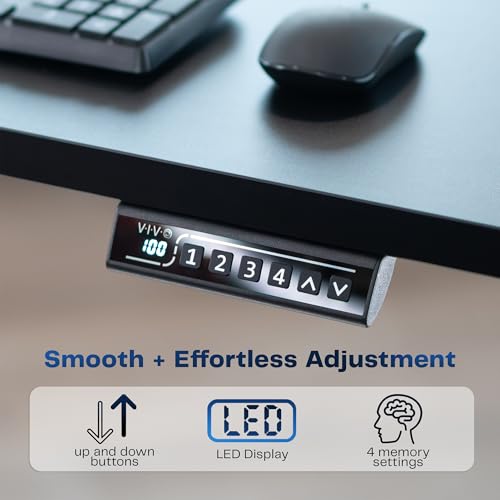 VIVO Black 71 x 30 in Standing Desk, DESK-KIT-1G6-P3B-71 | Electric, Holds 220 lbs, Sit Stand, Height Adjustable, Cable Tray, Full-Size Mouse Pad, Office Furniture, Gray Frame - color: Black Top / Gray Frame, size: 71 x 30