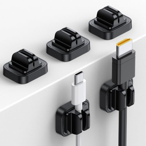 5Pack Cable Spring Holder Clips, Cord Organizer for Desk - Lamicall Adjustable Cord Wire Holder Keeper, Phone Charger Organizer Clips, Wire Cable Management for Nightstand Wall Car Office Desktop - color: Black, size: 1Slot-5Pack