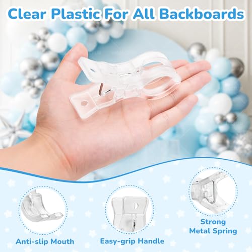 10 Pack Balloon Arch Clips Kit, 3.5" Heavy Duty Transparent Plastic Spring Clamp Holder, Clear Towel Clip for Backdrop Stand Birthday Wedding Decoration Craft Photography Studio (10, Clear)