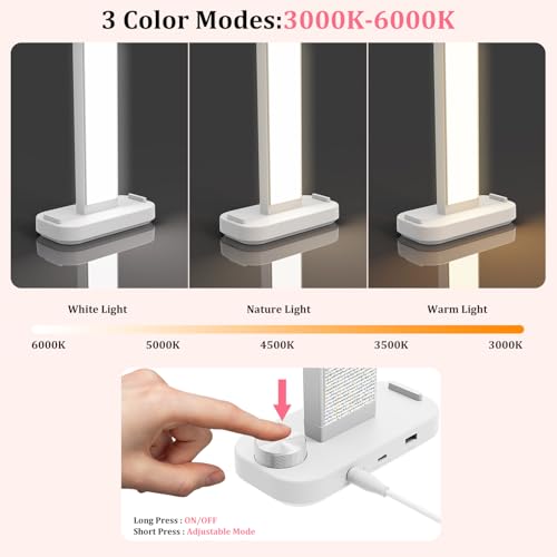 iVict Nail Desk Lamp, 34" Nails Tech Light with Phone Stand, 0-100% Adjustable Brightness, 3000K-6000K Color Temperature Led Desk lamp for Nail, Tattoos, Eyebrows, Beauty(Diamond, Large) - style: Diamond Nails Tech Light