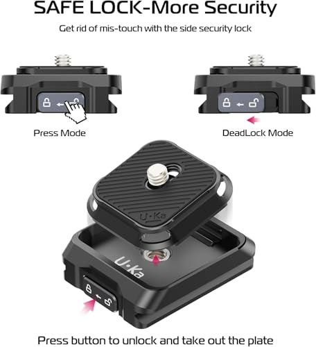 ULANZI UKA02 Quick Release Plate with 1/4" Screw, Camera Tripod Mount Adapter Compatible with UKA01, UKA03/Arca Swiss (Only Top Plate) - size: Top plate