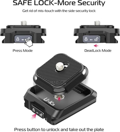 ULANZI UKA02 Quick Release Plate with 1/4" Screw, Camera Tripod Mount Adapter Compatible with UKA01, UKA03/Arca Swiss (Only Top Plate) - size: Top plate