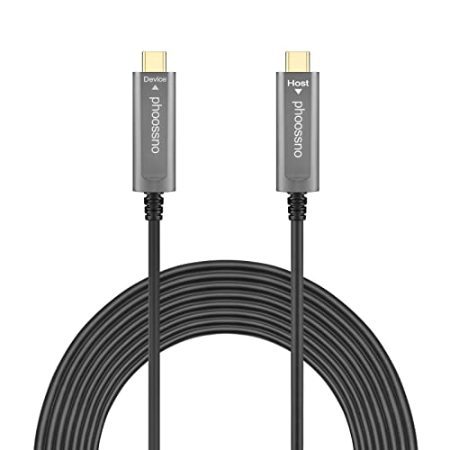 phoossno USB C to C Fiber Optical Cable USB 3.2 Type C Cable 10Gbps 33FT Compatible with Microsoft Azure Logitech Camera Aver &Vaddio & Barco ClickShare Touch Screen Kinect Intel RealSense - size: 10M C-C Straight 180℃