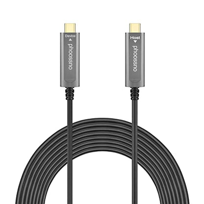 phoossno USB C to C Fiber Optical Cable USB 3.2 Type C Cable 10Gbps 33FT Compatible with Microsoft Azure Logitech Camera Aver &Vaddio & Barco ClickShare Touch Screen Kinect Intel RealSense - size: 10M C-C Straight 180℃