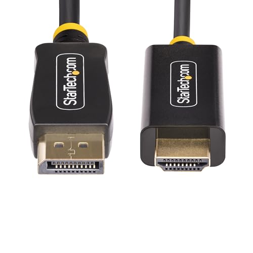 StarTech 6.6ft Active DP to HDMI 2.0b Cable, 4K 60Hz, HDR | 2m, Active Video Converter, 4:4:4 RGB, 7.1ch Audio, HDCP 1.4/2.3, Backward Compatible 4K 30Hz, DisplayPort to HDMI 2.0b