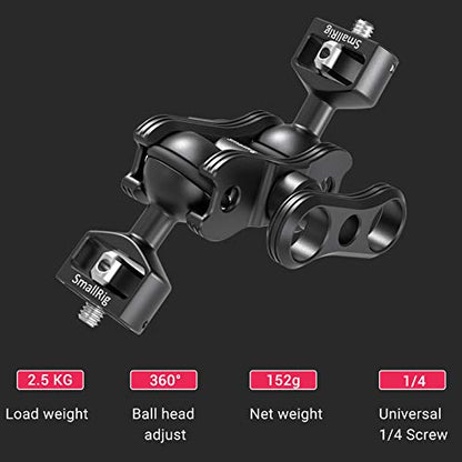 SMALLRIG Articulating Magic Arm with Double Ballheads (1/4" Screw) Monitor Mount for Field Monitor, Lights, Audio Recorders - 2070 - style: 360° full-range