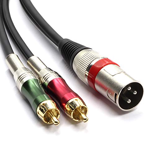 XLR Male to 2 x Phono RCA Plug Adapter Y Splitter Patch Cable, 1 XLR 3 Pin to Dual RCA Plug Stereo Audio Cable Connector(1.5 Meters) - color: 1.5m (1XLR-2RCA)