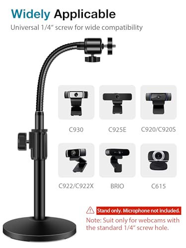 InnoGear Webcam Stand for Desk, Camera Stand Mount Gooseneck Arm for Logitech Webcam C922 C930e C920S C920 C615 C960 C920x BRIO 4K NexiGo N60, Phone Mount, Right Light, GoPro with 1/4" Thread - style: Gooseneck Stand