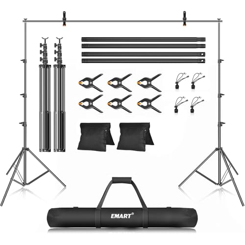EMART Photo Backdrop Stand kit, 10 x 12 ft Back Drop Adjustable Frame for Photography, Photoshoot Banner Background Support Holder for Parties Dectoration - size: 10x12ft