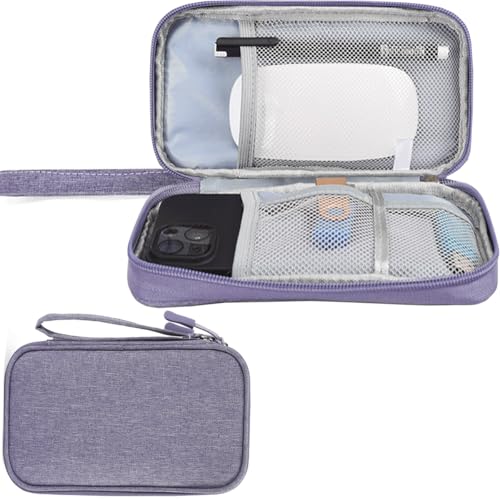 CAAORDKSO Electronics Organizer Travel Bag, Small Cable Organizer Case Waterproof Accessories Pouch, Travel Electronic Carrying Case for Cable, Cord, Charger, Phone, Power Bank, Earphone (Purple) - color: Purple