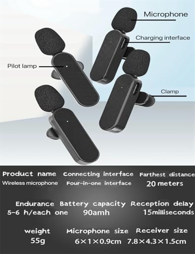 3 in 1/Four in one Wireless Lavalier Microphone for iPhone,iPad,Android,Camera,Computer,mini Noise Reduction Recording Mic Ultra-Low Delay,for Vlog/TikTok/YouTube Live Stream (3 Mic) - style: 3 Mic