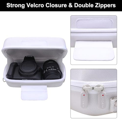LTGEM Camera Case for Canon EOS Rebel T7 / R50 / R100 / R50 V / T6 / R8 / R10 / RP / SL3 / R5 / T100 DSLR SLR Camera and 18-55mm/18-45mm Lens with Shoulder Strap, White - color: White