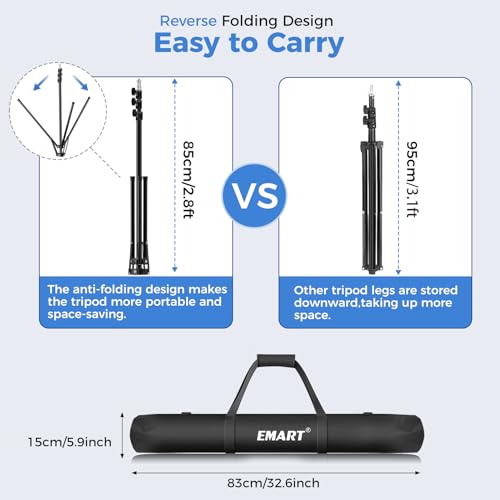 EMART White Photo Backdrop with Stand Kit 10x5ft, Photography White Background Screen with Portable T-Shape Support and 5 Clamps for Video Recording, Meetings, Self Tape - size: 5x10ft