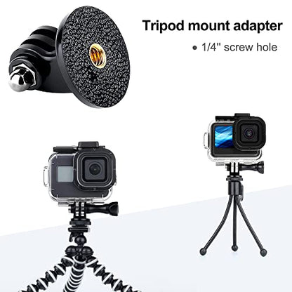 Quick Release Tripod Mount Adapter and Cold Shoe to Tripod Mount Convertor Accessories Kit for GoPro Hero 13 12 11 10 9 8 7 6 5 4 3 DJI OSMO SJCAM Xiaoyi and Most Action Cameras