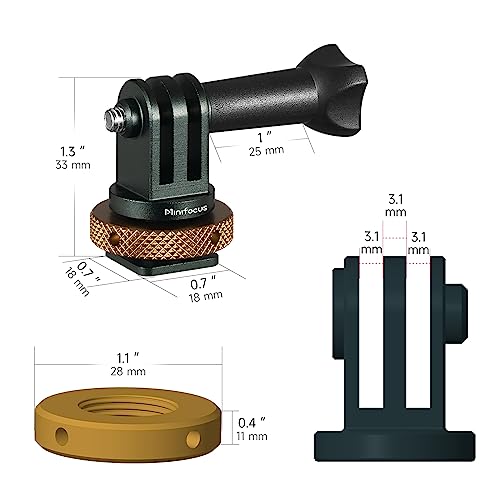 MINIFOCUS Hot Shoe to GoPro Mount Adapter, Camera Cold Shoe Mount Adapter with Aluminum CNC Thumb Screw for GoPro Hero 13/12/11/10/9/8/7/6/5/4, DJI Osmo Action, Campark and Other Action Cameras