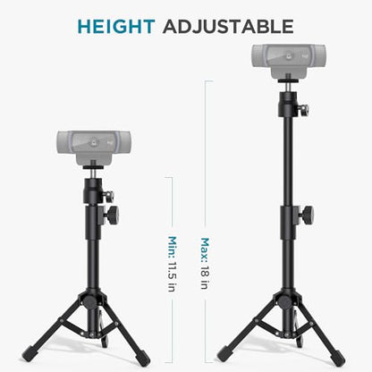 InnoGear Webcam Tripod, Extendable Webcam Stand for Desk Camera Stand Mount with Phone Holder for Webcam C922 C930e C920S C920 C615 C960 C920x BRIO 4K NexiGo N60, Right Light, GoPro with 1/4" Thread - style: Webcam Tripod Stand