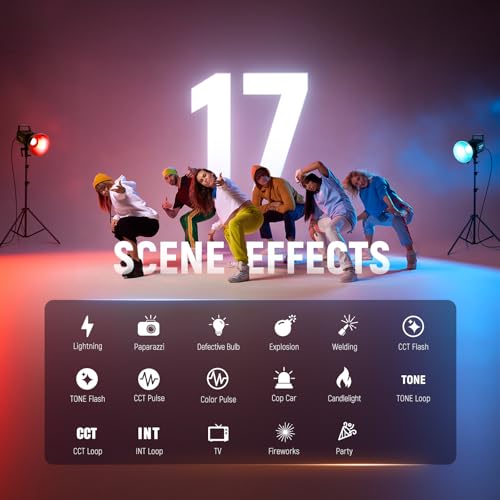 NEEWER 130W RGB LED Video Light APP/2.4G Control 17 Effects, 2500-7500K 19800lux/1m COB Continuous Lighting Output with CRI97/TLCI98 4 Dimming Curves, Bowens Mount Spotlight for Studio Shoots, FS150C