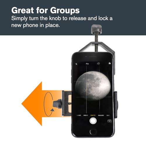 Celestron – Smartphone Adapter for Telescope, Binoculars & Spotting Scopes – Capture Images & Video Through Your Optics – Simple, Durable, Metal Body - Compact and Travel-Friendly - style: Basic Smartphone Adapter