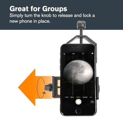 Celestron – Smartphone Adapter for Telescope, Binoculars & Spotting Scopes – Capture Images & Video Through Your Optics – Simple, Durable, Metal Body - Compact and Travel-Friendly - style: Basic Smartphone Adapter