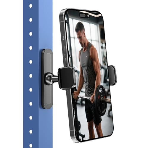 APPS2Car Magnetic Phone Holder for Gym, Alloy Base and Joint for Strong Hold, 360° Adjustable, Compatible with 4.7-6.5 Inch iPhone & Android Phones, Gym Accessories Gift for Men Women - size: Black - 1 Pack