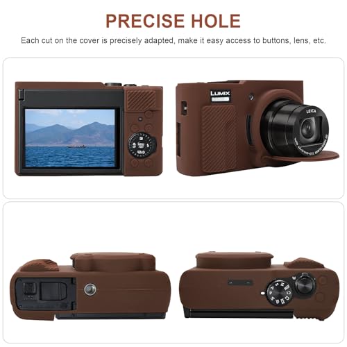 Canboc Case for Panasonic LUMIX ZS99 Point and Shoot Camera, Hard Carrying Case + ZS99/ TZ99 Soft Silicone Protective Cover with Removable Lens Cover, Brown (Case Only) - color: Brown