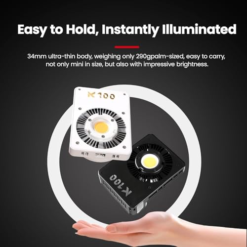 Walking Way Led 100W Video Camera Light Kit, 2800K-6800K Bi-Color Continuous Output Lighting for Photography, Cob Camera Lights with LED Screen 3 Powering, for Film Making, Photography Studio, Black - color: Black