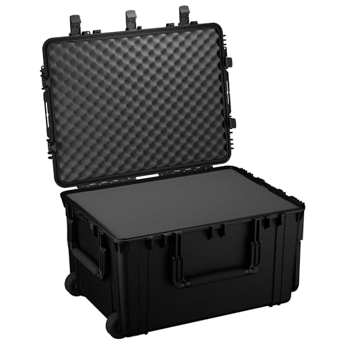 Condition 1 33" Large Rolling Hard Case Model 2152, Lockable Storage Box, IP67 Waterproof Plastic Case Protective Luggage, Camera Tactical Gear, Made in USA, 32.95"x 24.96"x18.74" Black