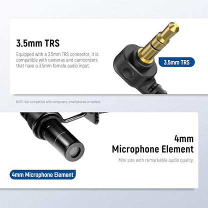 NEEWER ø4mm Mini Lavalier Microphone (2 Pack), Clip On Wired Condenser Lapel Lav Mic Set with 5ft/1.5m 3.5mm TRS Connector Compatible with DJI Mic 2 Rode Wireless Go II CM28 CM31 Camera, LM8 - style: LM8