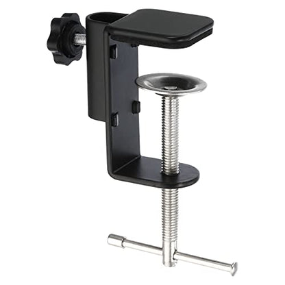 PATIKIL 0.51" Hole Dia. Desk Table Mount Clamp, Universal C Shape Desk Clamp with Adjustable Screw for Mic Microphone Arm Lamp Stand, Black