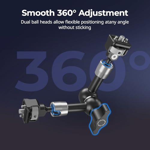 SMALLRIG 7'' Magic Arm with 1/4"-20 Screws & Spring-Loaded Pins, 1.5kg Load Capacity, 360° Dual Ball Head, Non-Slip Design for Cameras/Lights/Monitors/Mics/Phones – 5308 - style: 1-Pack (Spring-Loaded Pins)