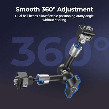 SMALLRIG 7'' Magic Arm with 1/4"-20 Screws & Spring-Loaded Pins, 1.5kg Load Capacity, 360° Dual Ball Head, Non-Slip Design for Cameras/Lights/Monitors/Mics/Phones – 5308 - style: 1-Pack (Spring-Loaded Pins)