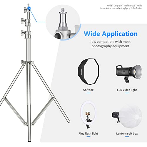 NEEWER Pack of 3 Standard 1/4 to 3/8 Inch Metal Converter Thread Adapter Spigot Stud for Studio Light Stand, Hotshoe/Coldshoe Adapter, Ball Head, Wireless Flash Receiver, Trigger - ST23 - style: ST23
