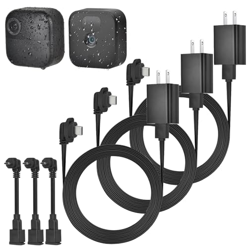 3Pack 25ft/7.5m Power Adapter for Blink Outdoor 4 (4th Gen)&(3rd Gen)&Blink XT2/XT, Weatherproof Flat Extension Cable with Extra Type C to Micro USB Adapter Continuously Charging Blink Outdoor Camera - size: 25ft