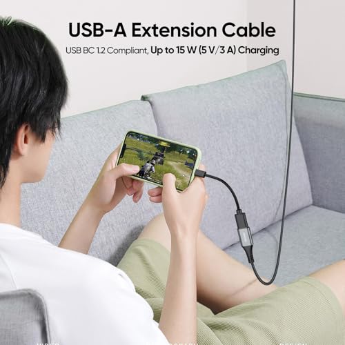 USB Extension Cable 3ft Pack of 2, Type A 3.0 5Gbps Data Transfer & 15W Charging Sync Extender Male to Female for Mouse Keyboard Computer Laptop TV Flash Drive Hub and More