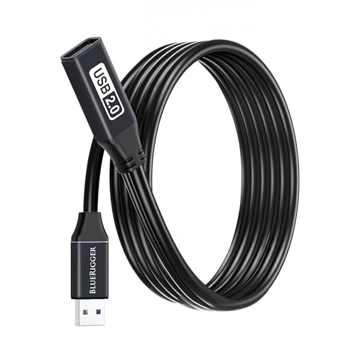 BlueRigger 2.0 Active USB Extension Cable 15FT (USB Extender Cord, 480 Mbps, Male to Female) Long USB Extension Cord for Webcam, VR Headset, Printer, Hard Drive, Keyboard, Mouse - color: Black USB 2.0, size: 15FT