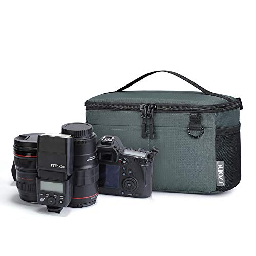 S-ZONE Water Resistant Camera Insert Bag with Sleeve Camera Case | Thicker Padding,Detachable Dividers,Fits in Backpack or Messenger Bag