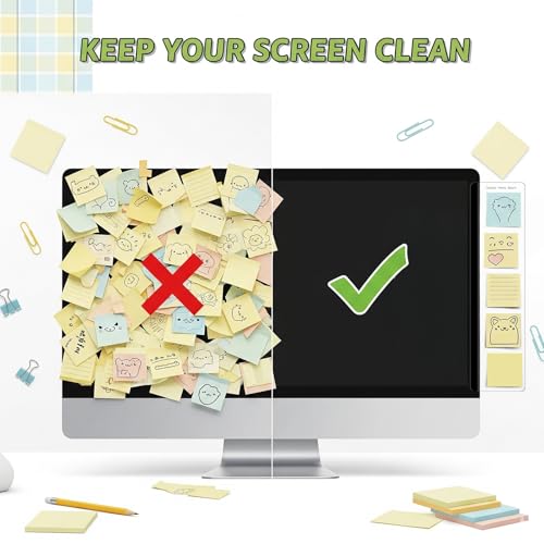 JJUNW 4 Pcs Monitor Memo Board, Computer Monitor Sticky Note Holder Acrylic Desk Accessories, Transparent Side Note Desktop Memo Board for Office Home Desktop