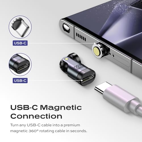 Statik 360 Pro USB C Magnetic Tip Power Adapters, 100W Fast Charging Adapter, Turn Any Cable Into a 360 Pro, Pivotable Tip Compatible with Any USB-C Cable - 2-Pack