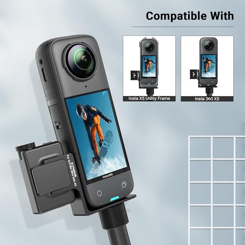 CYNOVA Mount for Insta360 X5 Accessories, Insta 360 X5 Cold Shoe Mount, Invisible Mic Bracket Designed Specifically for DJI Mic Mini（with 3.5mm Audio Cable and Fixed Velcro）