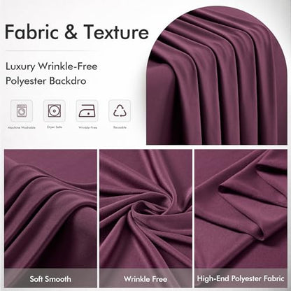 10ftx12ft Wrinkle Free Maroon Backdrop Curtain, 2 Panels 12FT Height Wedding Burgundy Backdrop Drapes, Silky Polyester Back Drop Cloth for Birthday Photography Background Party Backdrop Draping - color: Burgundy, size: (W)5ft x (H)12ft (2 Panel)