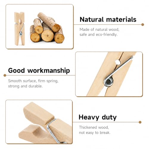 jijAcraft 100Pcs Clothespins with String, 1.4Inch Mini Wooden Clothes Pins with 328Ft Jute Twine, Mini Baby Shower Photo Clips, Small Natural Clips for Hanging Photo, Clothes, DIY Crafts, Wrap Bag - color: Natural