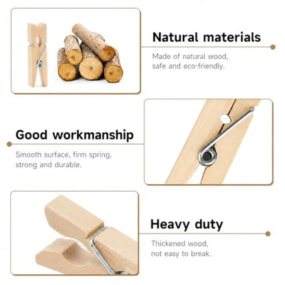 jijAcraft 100Pcs Clothespins with String, 1.4Inch Mini Wooden Clothes Pins with 328Ft Jute Twine, Mini Baby Shower Photo Clips, Small Natural Clips for Hanging Photo, Clothes, DIY Crafts, Wrap Bag - color: Natural