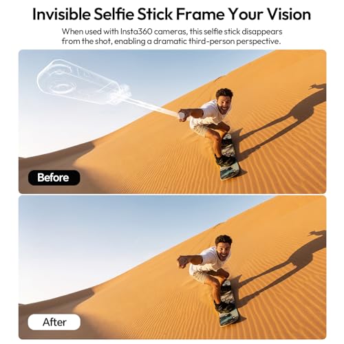 ULANZI MT98 2-in-1 Selfie Stick & Tripod for Action Camera, 1/4'' Mount & Adjustable 180°, 5 Section Extended to 57cm, Load Capacity ≤ 500g, Compatible for Insta360 X5/X4/X3/ONE X2/GO 3s/DJI Osmo 360