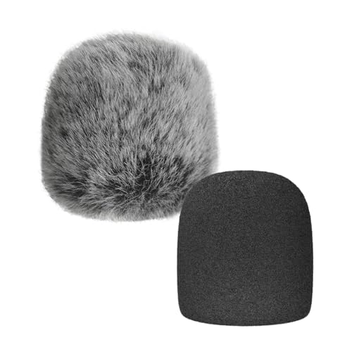 Cubilux Foam Cover & Furry Windscreen Pack Compatible with Shure SM57 Microphone, MIC Wind Muff, Windshield, Dead Cat, Pop Filter,Muff Windshield Windjammer Deadcat for Shure SM57 Microphone - color: Furry & Foam Cover, 2 Pack