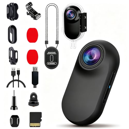 Xilecam Mini Body Cam Wearable Body Worn Mini Action Camera, Thumb Size Helmet Camera Comes with Various Portable Stands Suitable for Recording Work and Life(Graphite Black,16GB) - color: Graphite Black