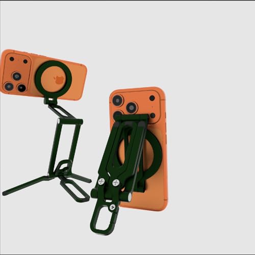 Magnetic Phone Tripod, Compatible with MagSafe, Portable Aluminum Alloy Magnetic Phone Stand with Comfort Grip for iPhone 17/16/15/14/13/12 Series, Fits Desktop, Gym, Travel & Selfie (Black & Green) - color: Black & Green