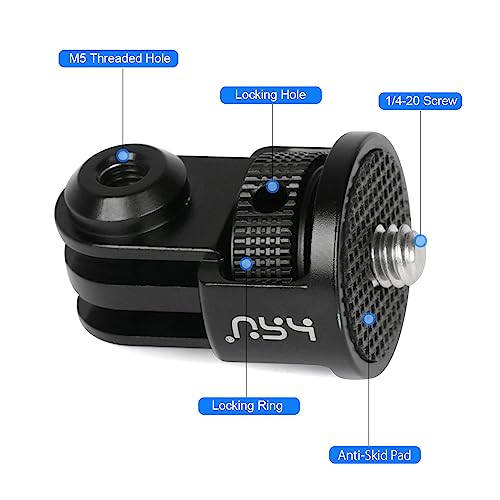 HSU Aluminum Tripod Mount Adapter, 1/4" 20 Mount for GoPro Hero 13/12/11/10/9/8/7 Insta360 X3/X2/X/RS/R and Other Cameras (Black) - color: 1 Pack