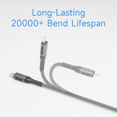 2 in 1 USB C to USB C and Lightning Cable 100W Max 4FT 1Pack,Multi Cable Simultaneous Fast Charging Compatible with MacBook Air/Pro/iPad/iPhone 17/16/15/14/13/12,Galaxy S26/S25/24/Pixel 10 and More - color: Grey, size: 4FT