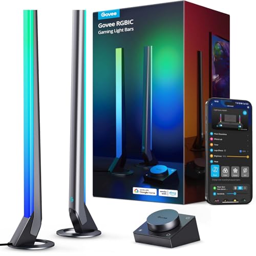 Govee RGBIC Gaming Light Bars H6047 with Smart Controller, Wi-Fi Smart LED Gaming Lights with Music Modes and 60+ Scene Modes Built, Works with Alexa & Google Assistant, Game Room Lights Decor - color: Dark Grey