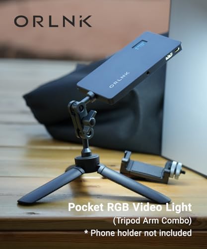 ORLN'K Portable RGB Video Light 10W 4000mAh, LED Video Light Panel with Soft Diffuser for Photographer, Content Creator Fits iPhone, for Sony Canon Nikon Fuji Panasonic Cameras (Tripod Combo) - style: 7in1 TripodCombo